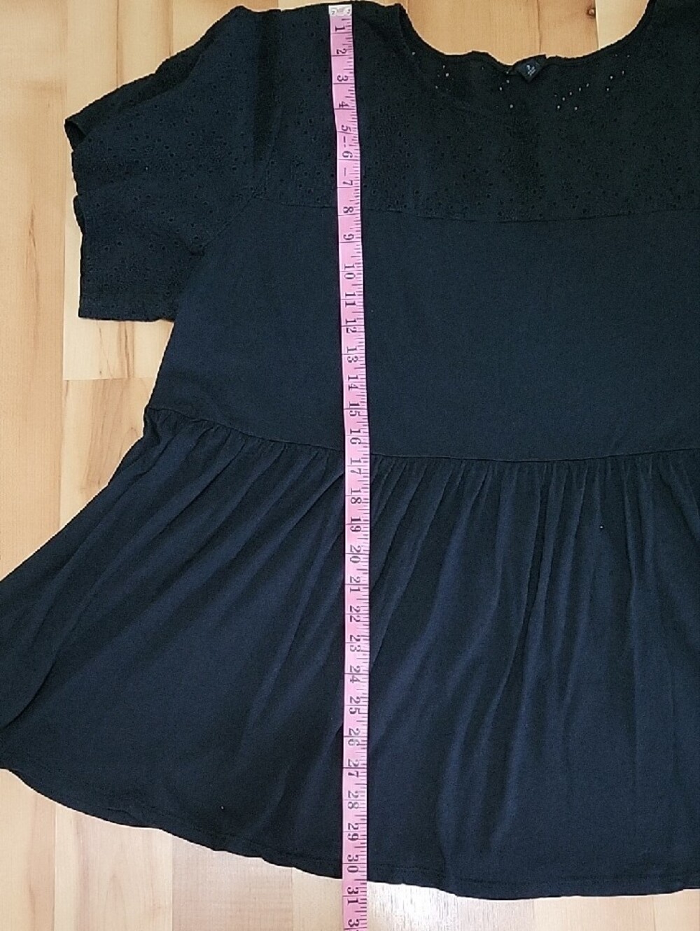 Vintage Cotton Jersey Crew Neck Eyelet Yoke Babydoll Top Size 3X - Picture 14 of 15